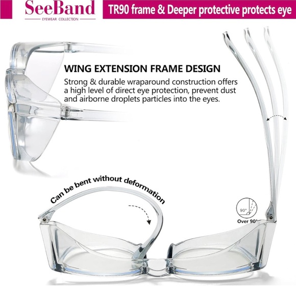 Clear Safety/Blue Light Blocking Glasses,Anti Fog, side protection for Women/Men - Picture 10 of 11